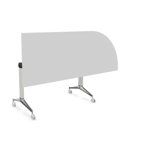 Table rabattable avec roulettes - 190 x 70 cm - Blanc et alu - Angle &agrave; gauche 