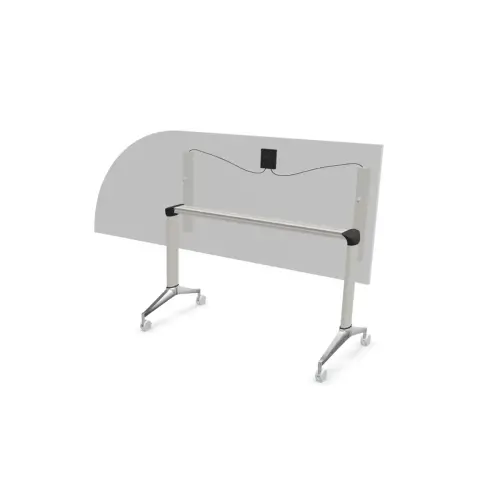 Table rabattable avec roulettes - 190 x 70 cm - Blanc et alu - Angle &agrave; gauche 