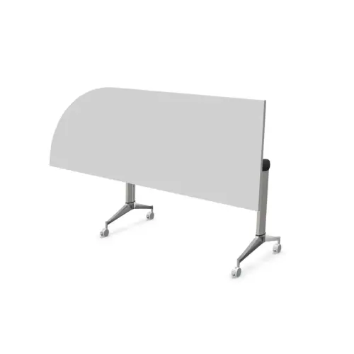 Table rabattable avec roulettes - 190 x 70 cm - Blanc et alu - Angle &agrave; droite 