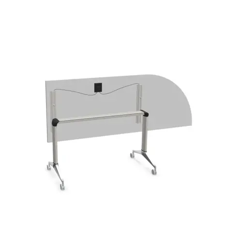 Table rabattable avec roulettes - 190 x 70 cm - Blanc et alu - Angle &agrave; droite 