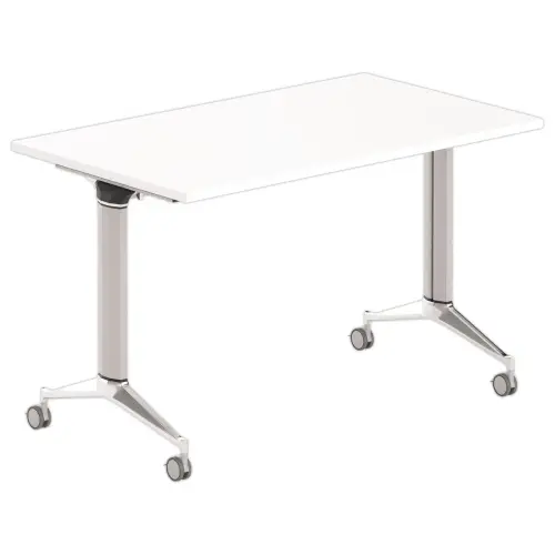 Table rabattable 120x70 blanc/alu montée