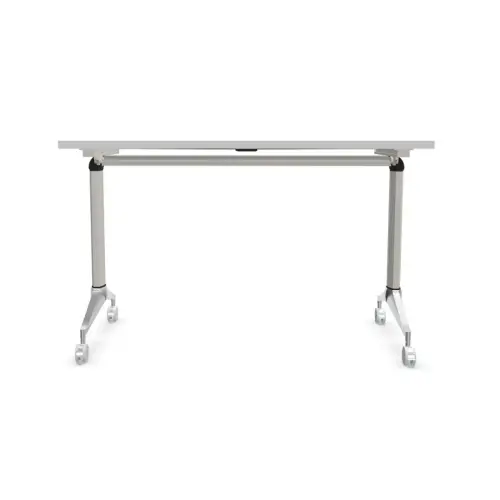 Table rabattable 120x70 blanc/alu montée