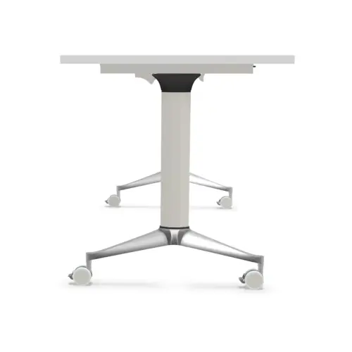 Table rabattable 120x70 blanc/alu montée
