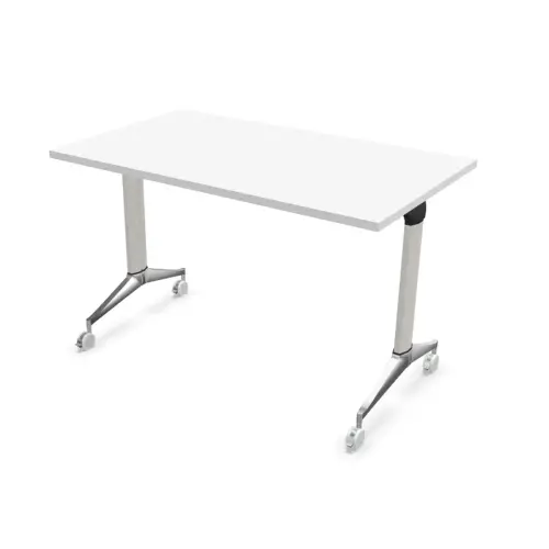 Table rabattable 120x70 blanc/alu montée