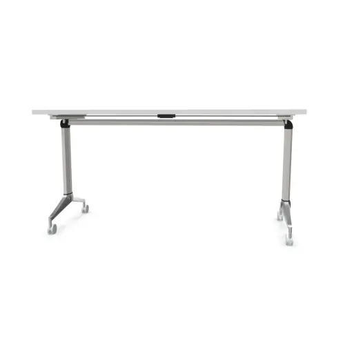 Table rabattable 150x70 blanc/alu mont&eacute;e 