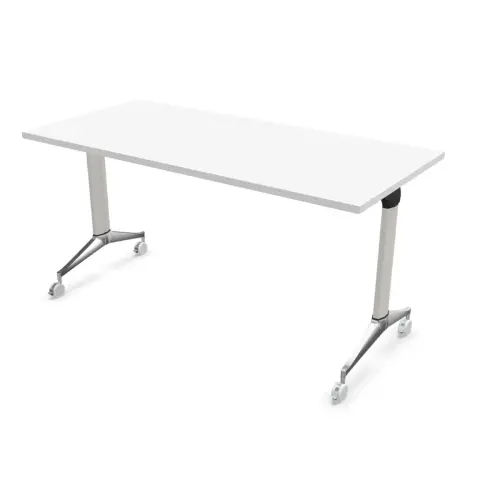 Table rabattable 150x70 blanc/alu mont&eacute;e 