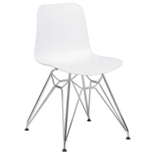 2 Chaises UXSTEEL 2, 4 pieds chromés assise blanche montées