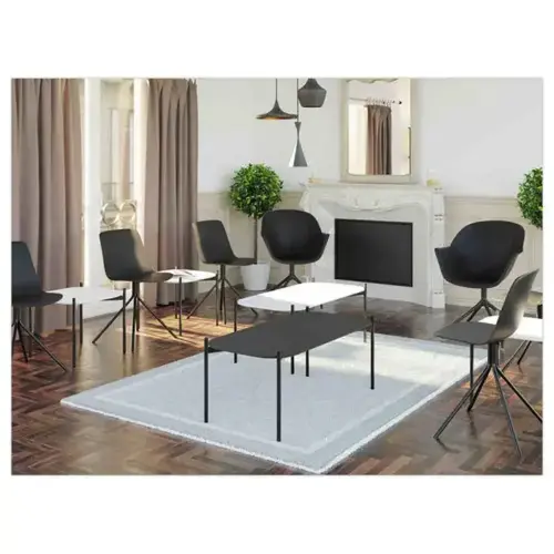 2 Chaises DN2, 4 pieds noirs assise noire montées