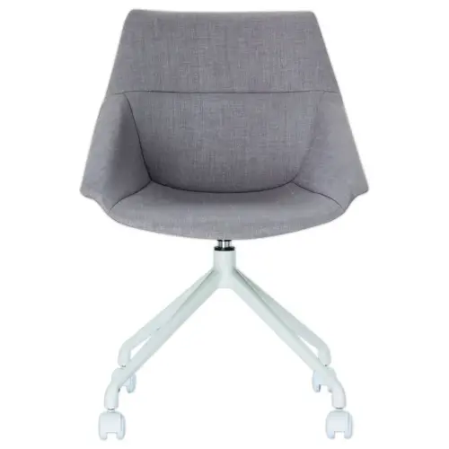 2 Chaises LUGE pivotantes &agrave; roulettes, 4pieds gris  assise gris 