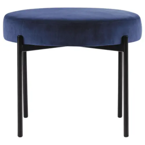Pouf Rond GAIA D37 pieds noirs veloursbleu monté