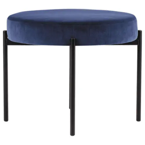 Pouf Rond GAIA D37 pieds noirs veloursbleu monté