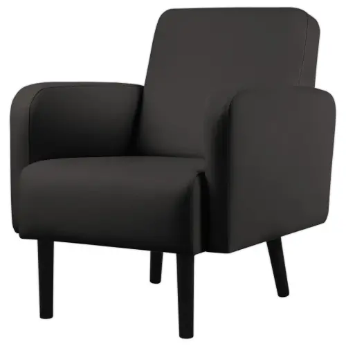 Fauteuil LISBOA 1 place Simili cuir noir mont&eacute; 
