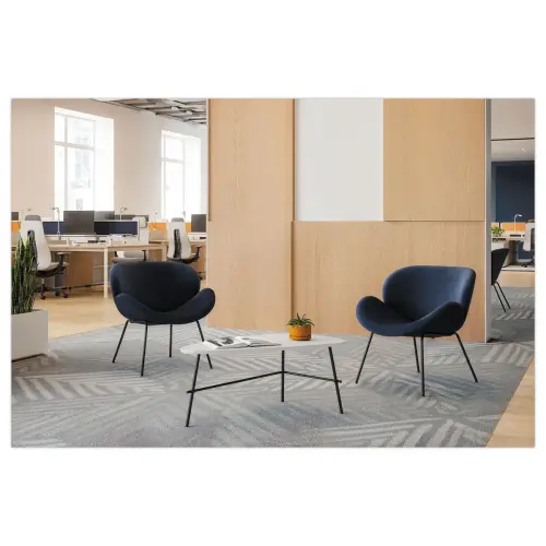 Fauteuil SMILE 4 pieds noir tissu bleu 