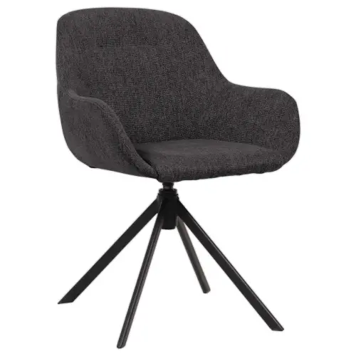 Fauteuil IRA pivotant 4 pieds noir tissu anthracite