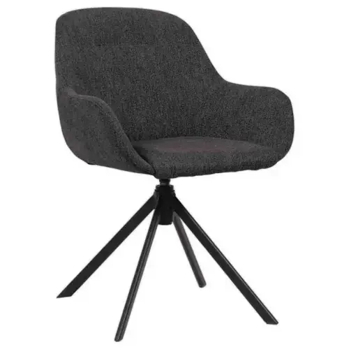 Fauteuil IRA pivotant 4 pieds noir tissu anthracite monté