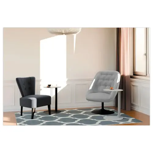 Fauteuil SCOOP pivotant 1 pied noir tissu gris