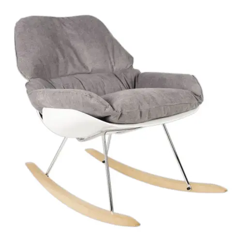 Fauteuil &agrave; bascule LAZY tissu gris 