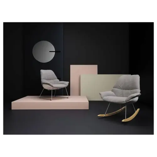 Fauteuil &agrave; bascule LAZY tissu gris mont&eacute; 