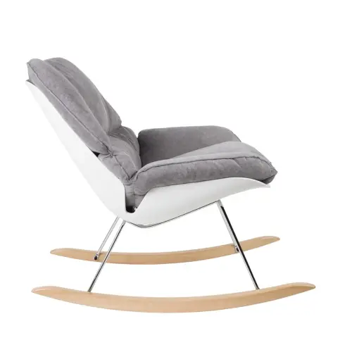 Fauteuil &agrave; bascule LAZY tissu gris mont&eacute; 