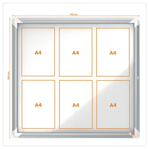 Vitrine d'intérieur magnétique Premium Plus - 6 x A4 - NOBO