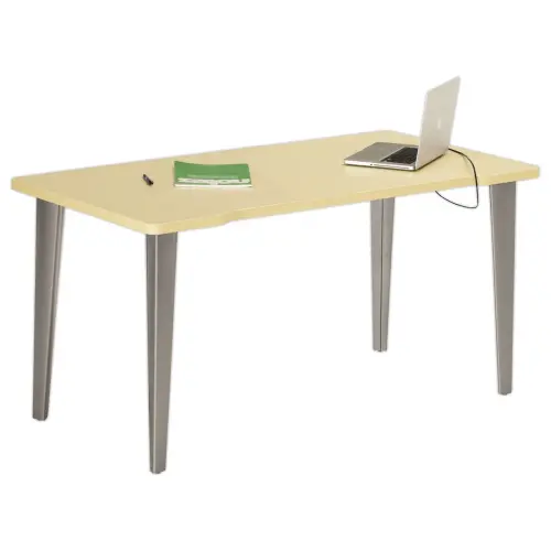 Bureau BORDEAUX 140 x 80 chêne clair -pieds aluminium monté