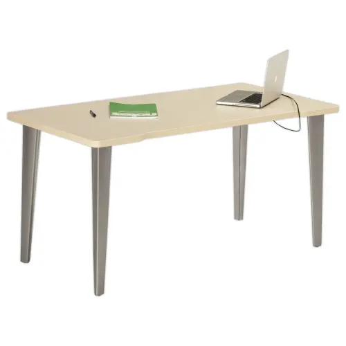Bureau BORDEAUX 140 x 80 érable - pieds aluminium monté