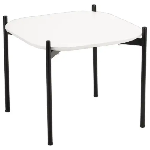 Table basse MEET 50 x 50 Blanc pieds noirs 