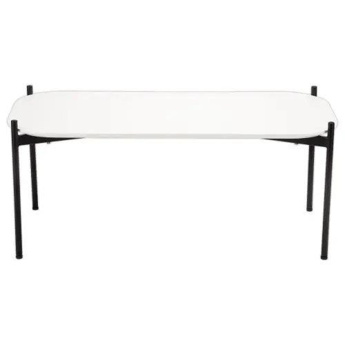 Table basse MEET 100 x 50 Blanc pieds noirs montée