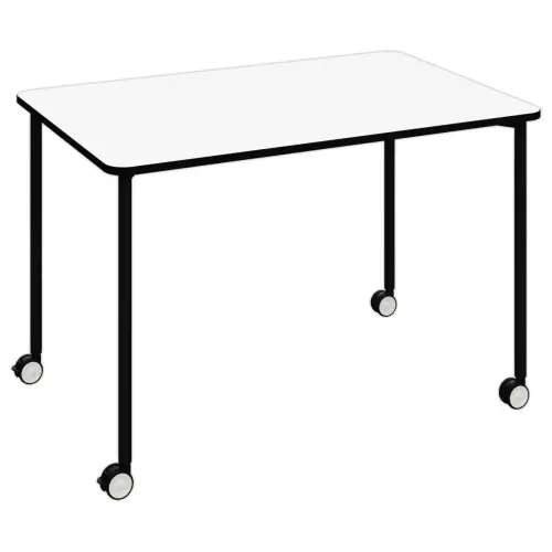 Table roulante FEX OFFICE 116 x 50 cm Blanc pieds noirs montée