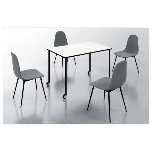 Table roulante FEX OFFICE 116 x 50 cm Blanc pieds noirs montée