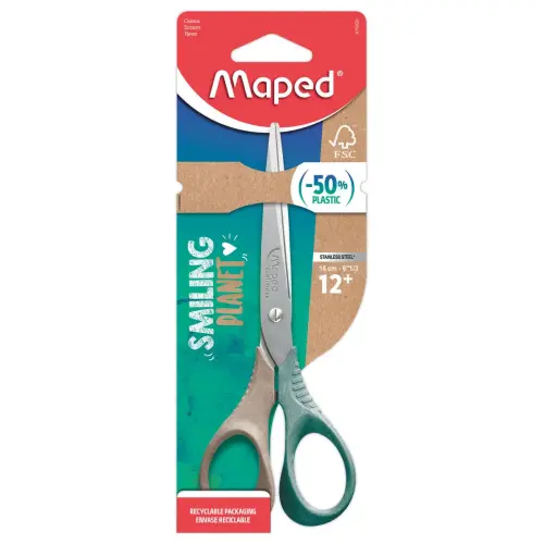 Ciseaux SHAPE 16cm SMILING PLANET, en bois FSC&reg;, en blister 