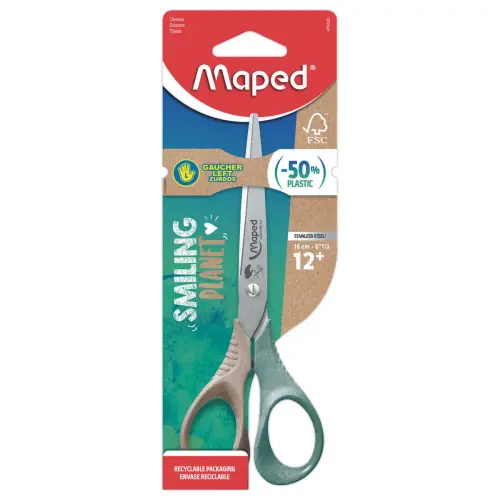Ciseaux SHAPE GAUCHER 16cm SMILING PLANET, en bois FSC®, en blister