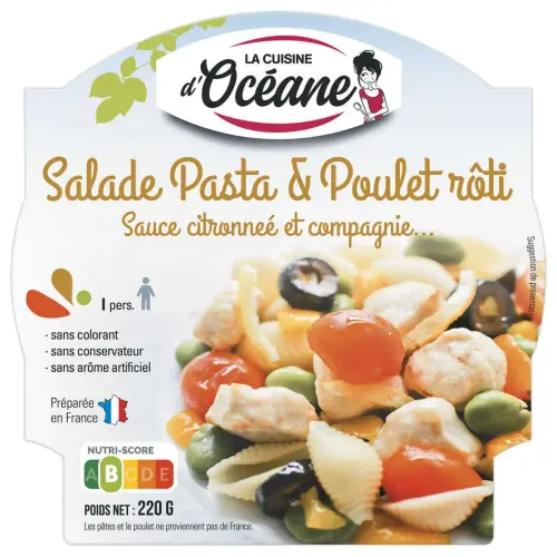 Salade - P&acirc;tes, poulet & zeste de citron - 220g - LA CUISINE D'OCEANE 