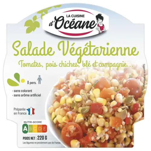 Salade végétarienne - 220 g - Tomates / Pois chiches / Blé - LA CUISINE D'OCEANE