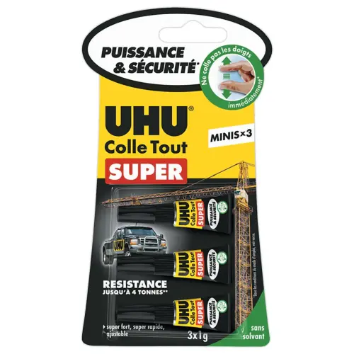 3 tubes de colle COLLE TOUT SUPER UHU Minis - Gel (3x1g) 