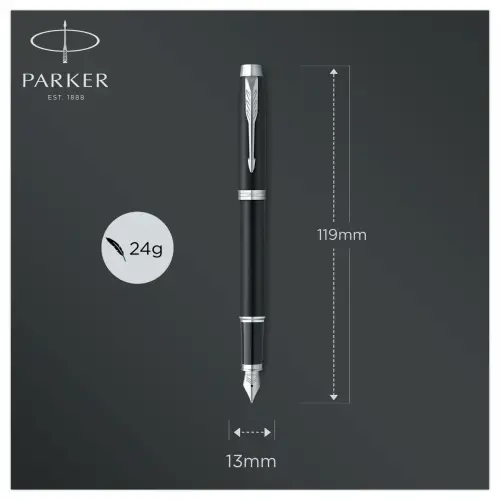 Stylo plume IM - Plume moyenne - Noir mat et finitions chrome - PARKER 
