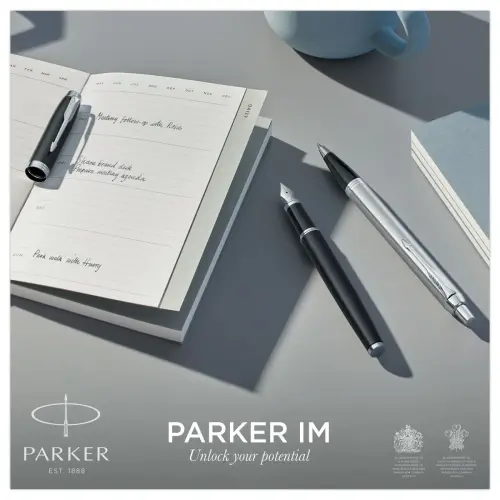 Stylo plume IM - Plume moyenne - Noir mat et finitions chrome - PARKER 