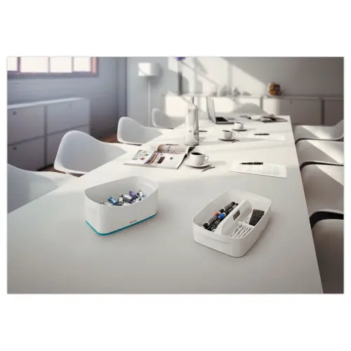 Boîte de rangement mybox petit blanc/bleu