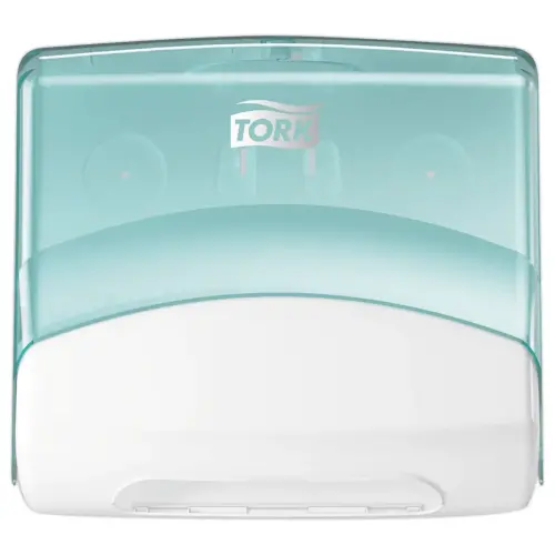 Distributeur pour papiers/Chiffons Pliés Top-Pak W4 - Blanc et turquoise - TORK