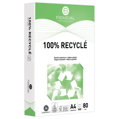 5 Ramettes A4 80g Fiducial 100% recycl&eacute; 