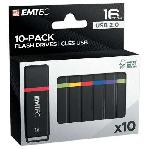 10 clés USB 2.0 Colorées EMTEC