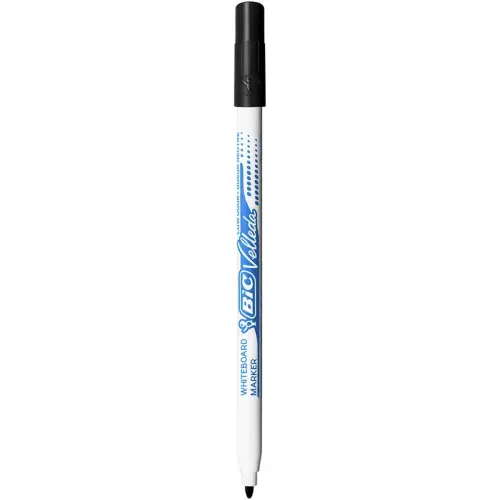 BIC Velleda 1721 Feutres pour Tableau Blanc Effaçables à Sec Pointe Conique Fine - Encre Noire, Boîte de 24
