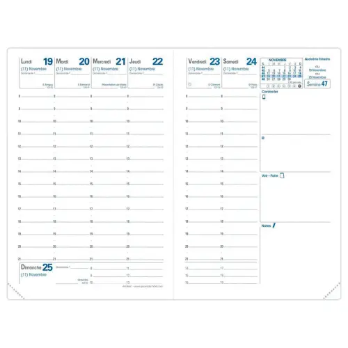 Agenda semainier QuoVadis Catalina Estrada - 10x15 cm - Ara bordeaux