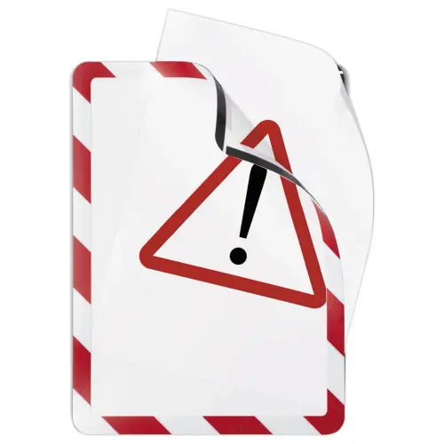 2 Pochettes d'affichage magnétiques Security A4 rouge/blanc DJOIS