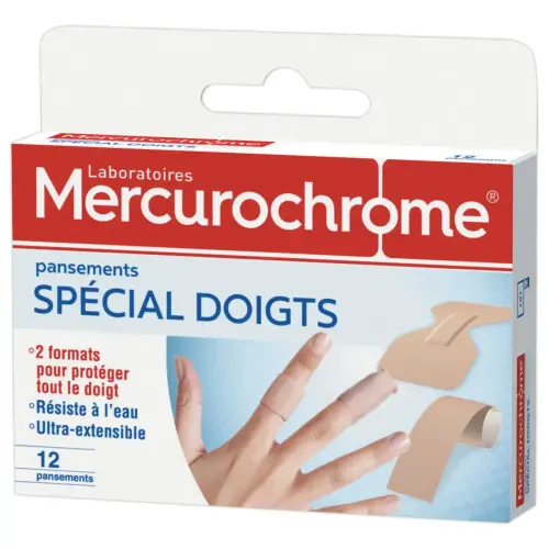 Pansements sp&eacute;cial doigts x12 - Mercurochrome 