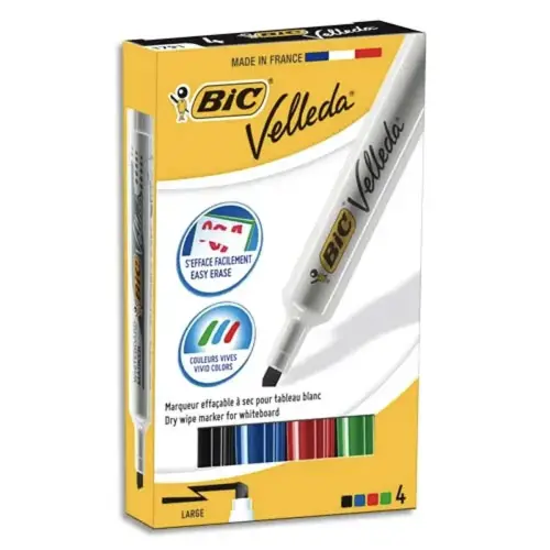 BIC Velleda 1721 Feutres pour Tableau Blanc Effaçables à Sec Pointe Conique Fine - Vert , Boîte de 24