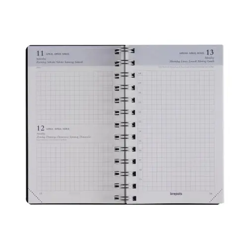 Agenda journalier Brepols Chantier recyclé polypro - 10x16,5 cm - Noir