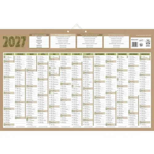 10 Calendrier banque Bouchut Natura 13 mois - 65x43 cm 