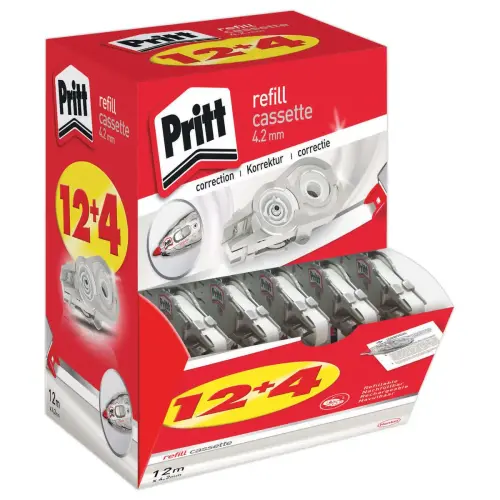 16 Recharges (12 + 4 offertes) pour correcteur &agrave; sec - Bande 4,2 mm - PRITT 