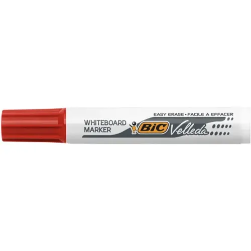 BIC Velleda 1791 Feutres pour Tableau Blanc Effaçables à Sec Pointe Large Biseautée - Rouge